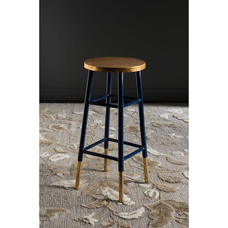 SAFAVIEH Rosita 30-inch Navy/ Gold Bar Stool - 13.5" x 13.5" x 30" - 14Wx14Dx30H - Navy/Gold