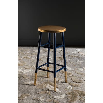SAFAVIEH Rosita 30-inch Navy/ Gold Bar Stool - 13.5" x 13.5" x 30" - 14Wx14Dx30H