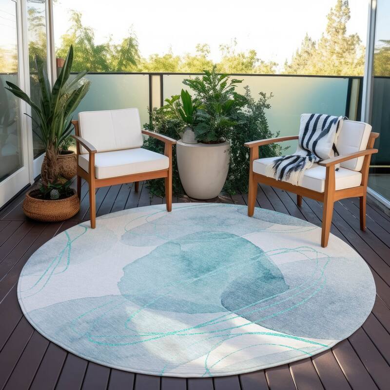 Fara Modern Art-Inspired Weather Resistant Sleek Contemporary Outdoor Rug