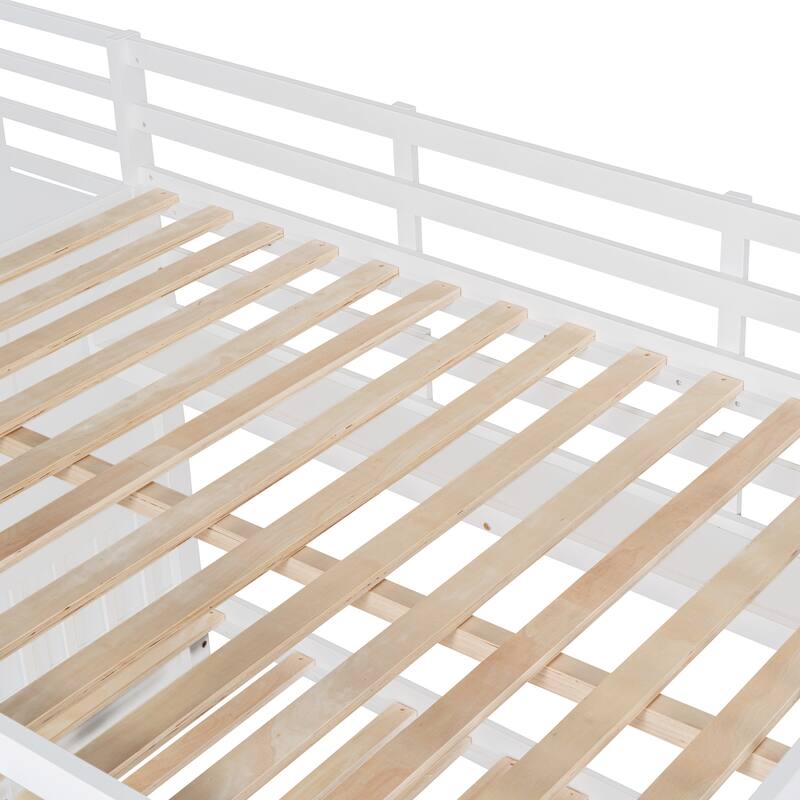 Bunk Bed with 2 Drawers 3 Shelves and Slide