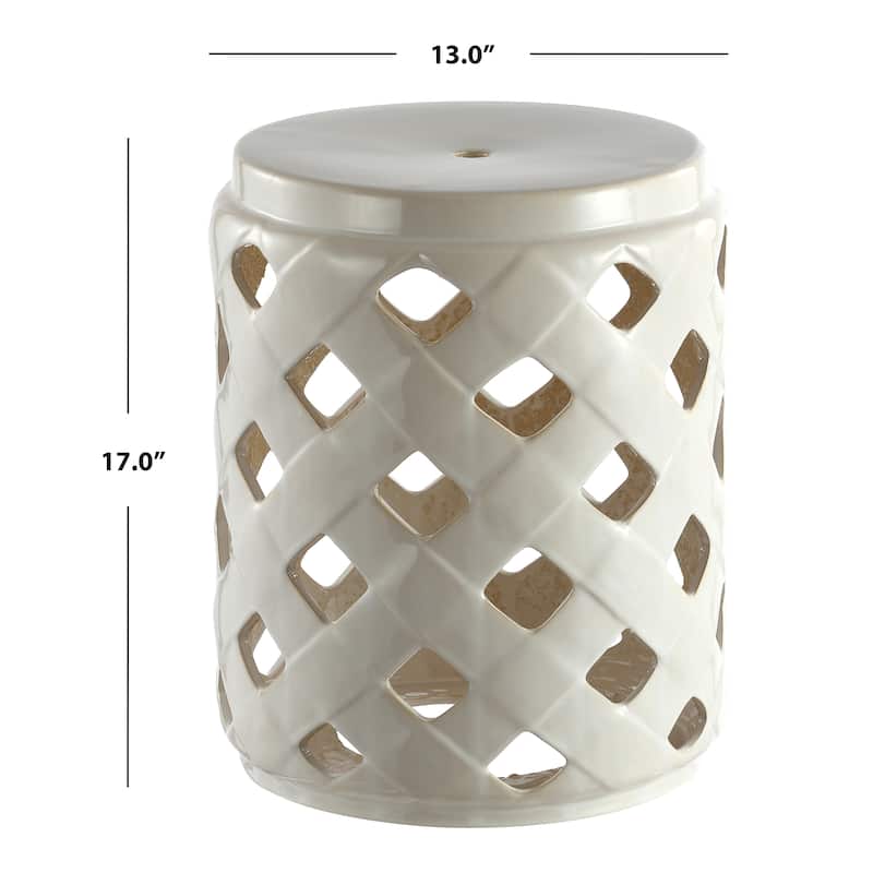 SAFAVIEH Rowena Lattice Ceramic Decorative Garden Stool - Cream