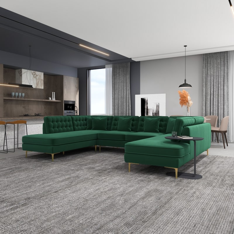 Cales Modern Living Room U-Shaped Velvet Corner Sectional Couch