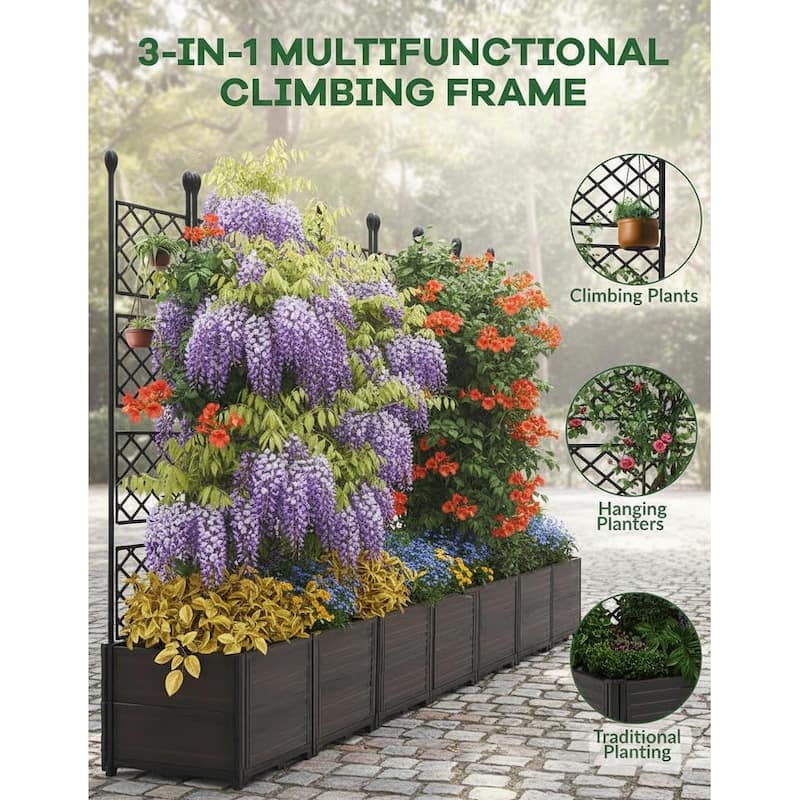 Raised Planter Box with Trellis, Balcony Privacy Screening