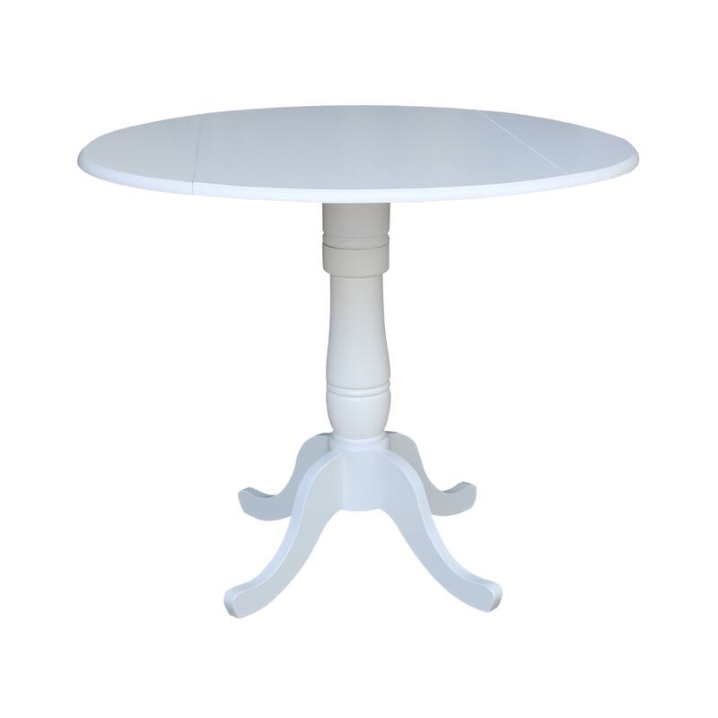 42 In Round Top Pedestal Gathering Height Drop Leaf Table with 2 Counter Height Stools