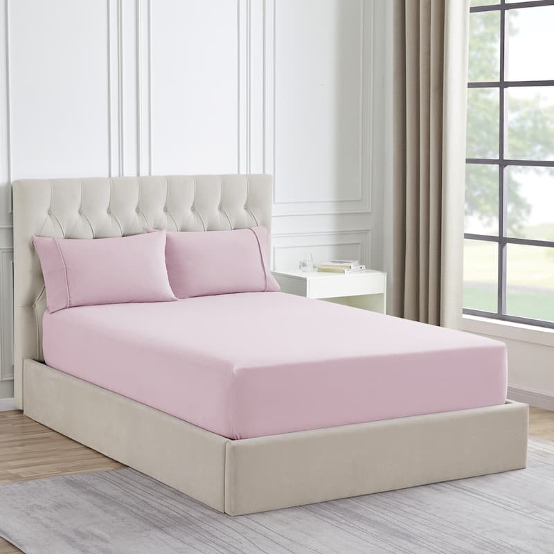 1500 Supreme Collection Microfiber Flannel Fitted Sheet - Pale Pink - Queen