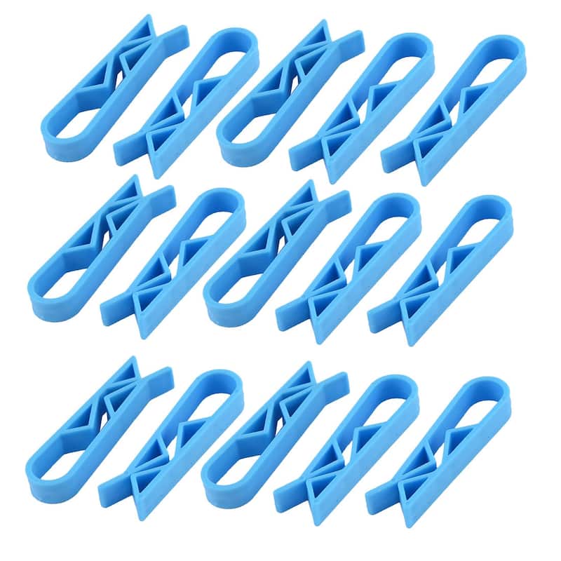 Plastic Garbage Trash Can Waste Bin Junk Bag Clips Clamp Holders 15pcs - Blue - 2.2" x 0.6" x 0.4"(L*W*T)