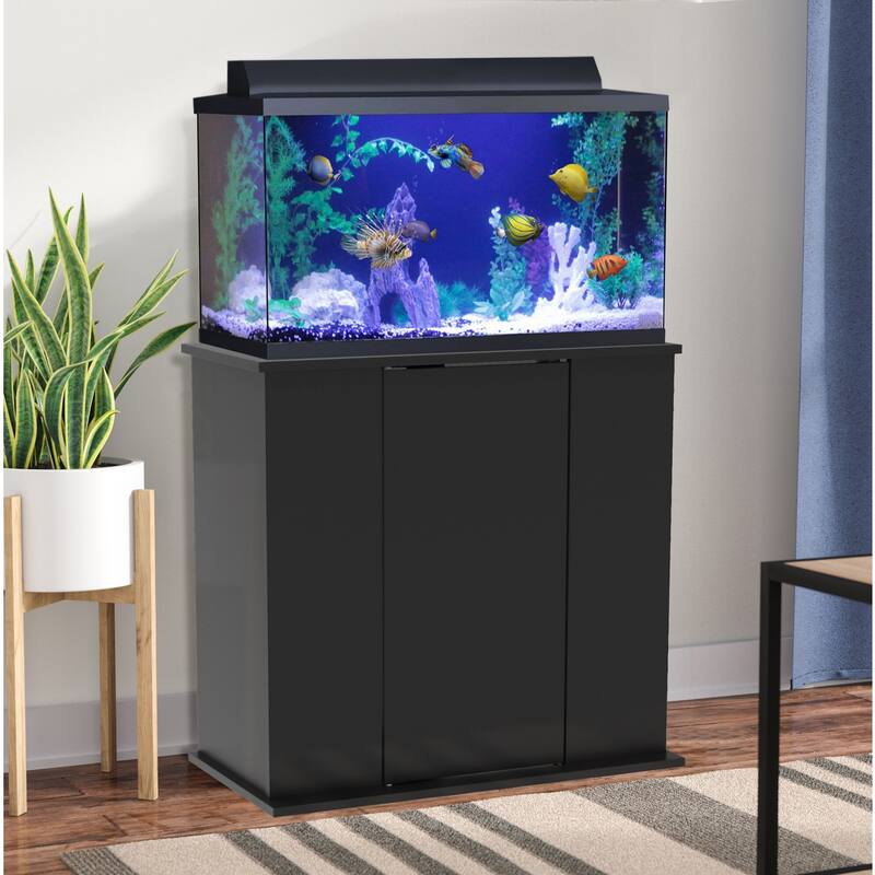 Aquatic Fundamentals 29/37 Gallon Black Aquarium Stand with Storage