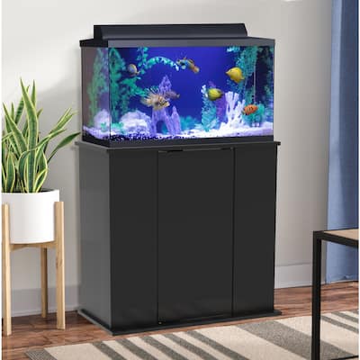 Aquatic Fundamentals 29/37 Gallon Black Aquarium Stand with Storage