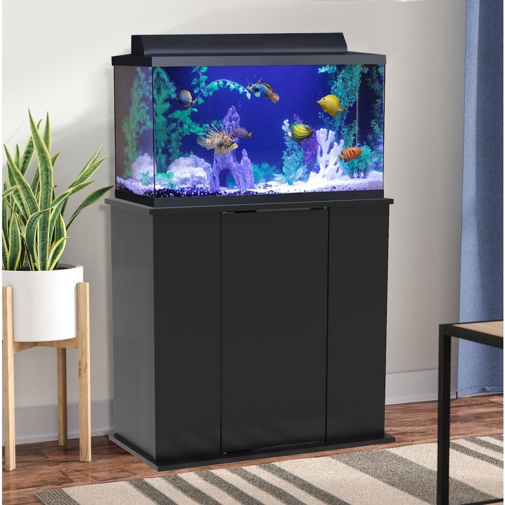 Aquatic Fundamentals 29/37 Gallon Black Aquarium Stand with Storage