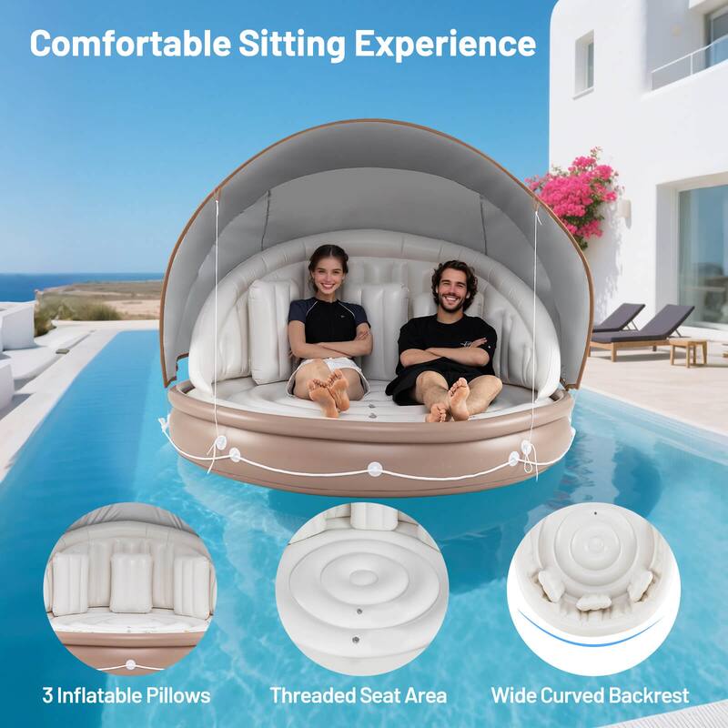 Costway 73" Tanning Pool Lounger Float with Retractable & Removable - See Details