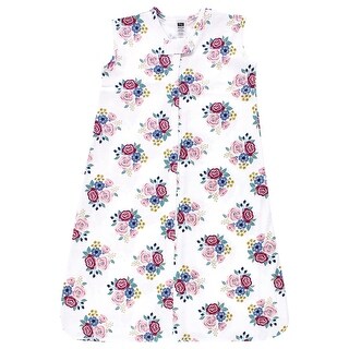 Hudson Baby Infant Girl Cotton Sleeveless Wearable Sleeping Bag, Sack, Blanket, Blush Navy Floral