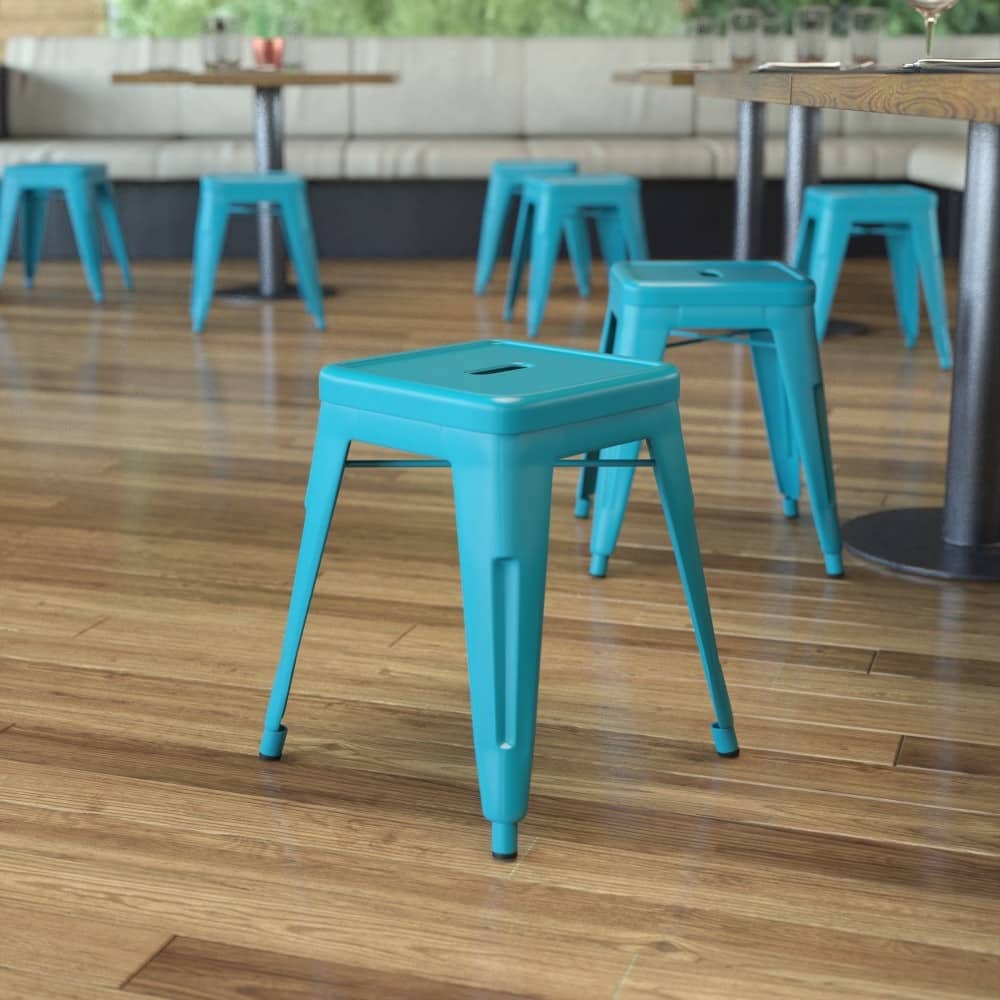 18 Inch Table Height Indoor Stackable Metal Dining Stool-Set of 4 - 15.75"D x 15.75"W x 18"H