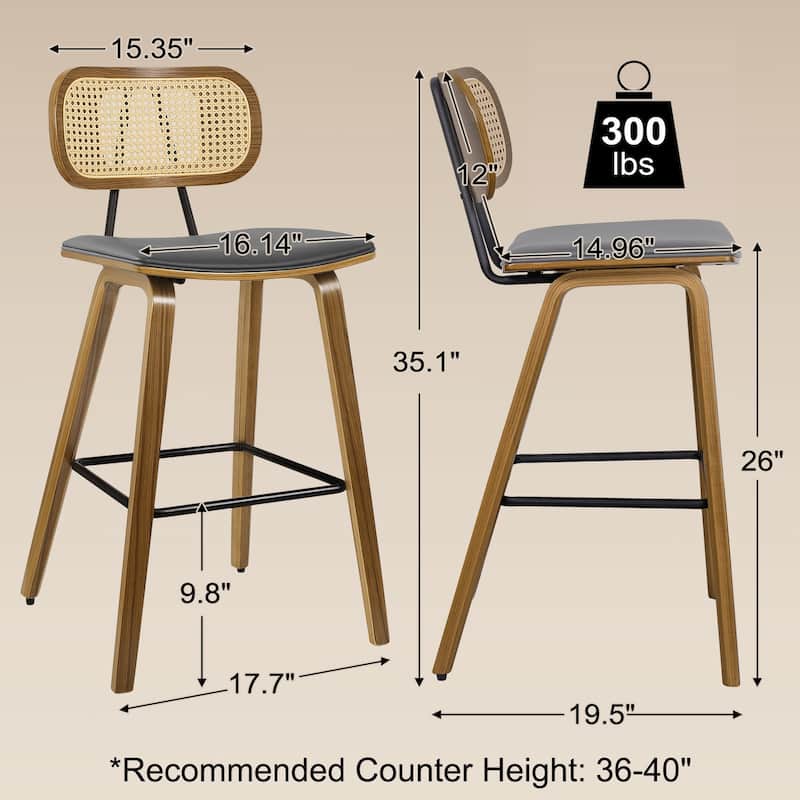 26-Inch Upholstered Counter/ Bar Stools Set of 2 or 3 - 35.1"H x 17.7"W x 19.5"D