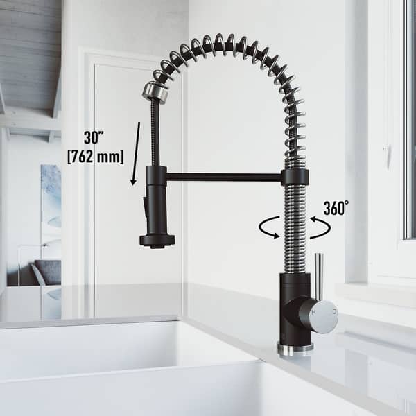 dimension image slide 5 of 6, VIGO Edison 19" H Single Handle Pull-Down Sprayer Kitchen Faucet