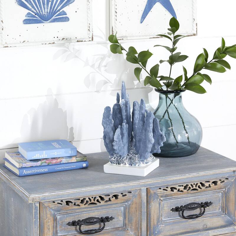 Polystone Coral Decorative Sculpture - Blue or White - Roche River Decor