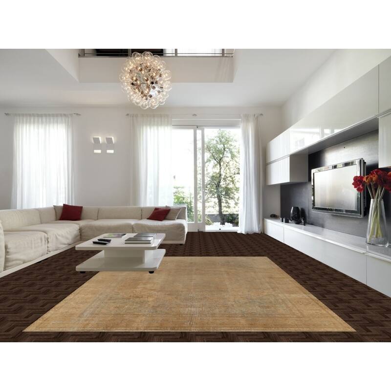 Hand Knotted Oriental 100% Wool Carpet Traditional Floral Oranges & Rust Tabriz Area Rug - 13' 0'' X 9' 9''