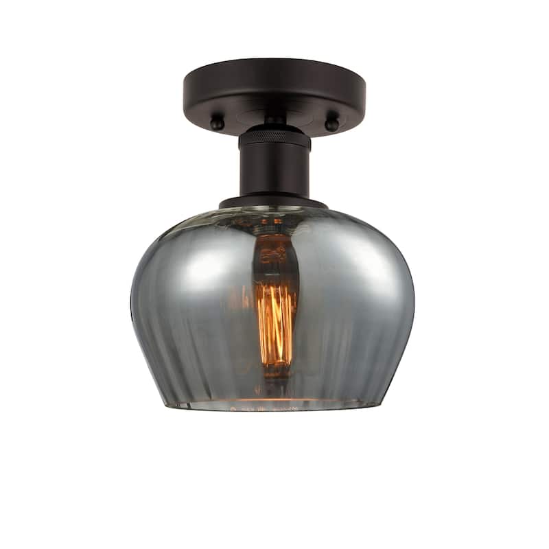 Innovations Lighting Fenton - 1 Light 7" Semi-Flush Mount - Oil Rubbed Bronze/Plated Smoke