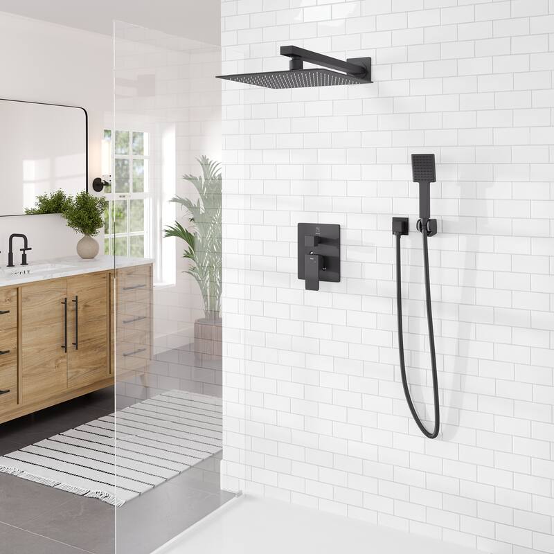 Eviva Edge Shower System with Slide Bar Hand-Shower and Thermostatic Valve