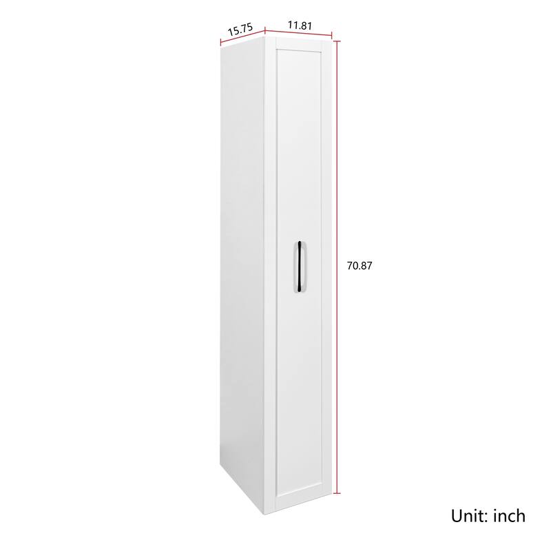Roomfitters Slim Rolling Storage Cart, 6-Tier Narrow Kitchen Cabinet with Handle and Wheels, White