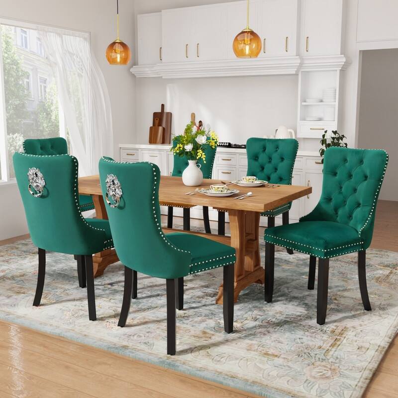 Tufted Naliheads Solid Wood Upholstered Dining Chairs Set of 8