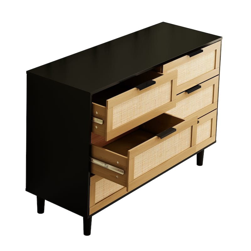 6 Drawers Rattan Dresser Rattan Drawer, Bedroom,Living Room