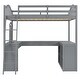 preview thumbnail 28 of 52, Solid Wood Loft Bed with Bulit-in U-shaped Desk and 2 Drawers, Full Size Loft Bedframe with Storage Shelves and Tri-fold Mirror