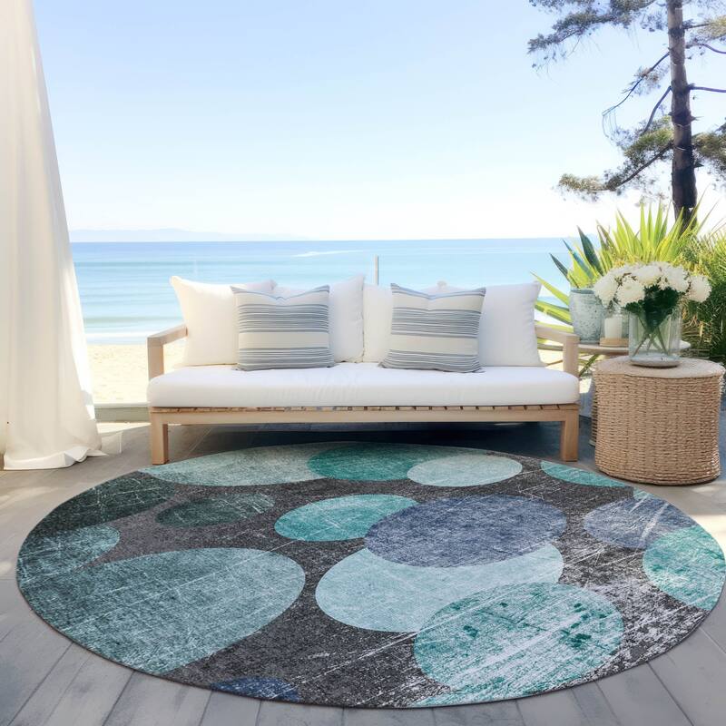 Allulo Contemporary Abstract Weather Resistant Timeless Fusion Runner Outdoor Rug