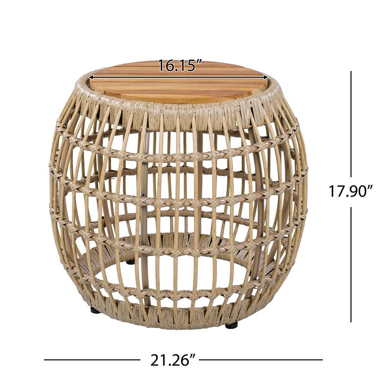 Christopher Knight Home Azariah Acacia Wood Wicker Side Table with Slatted Top