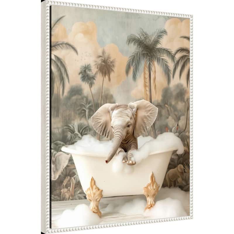 Elephant Bubble Delight by Niky Rahner Framed Canvas Wall Art