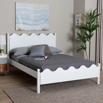 Malaya Modern Wood Platform Bed with Scalloped Edges