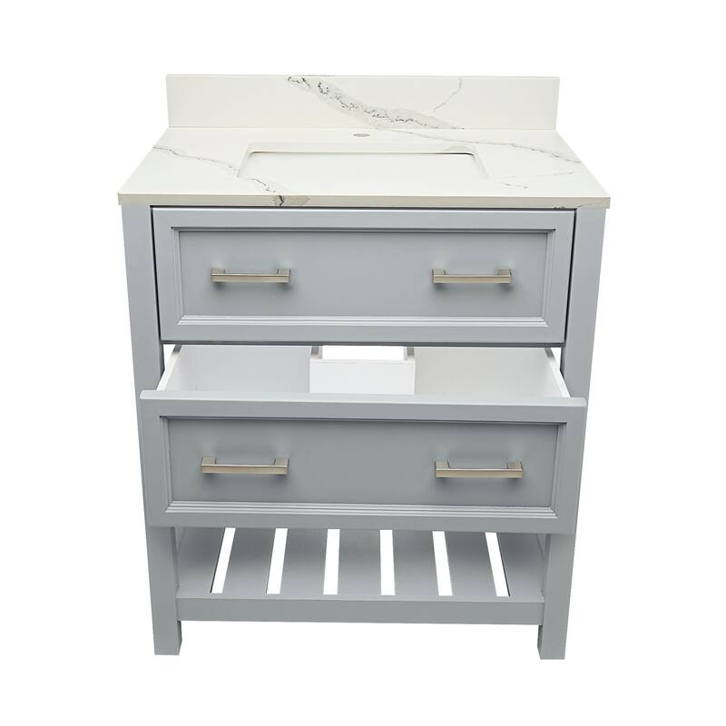 Tremblant 31" Bathroom Vanity in Espresso with Quartz Stone Vanity Top Sink w/ Backsplash in Galaxy White Single Hole