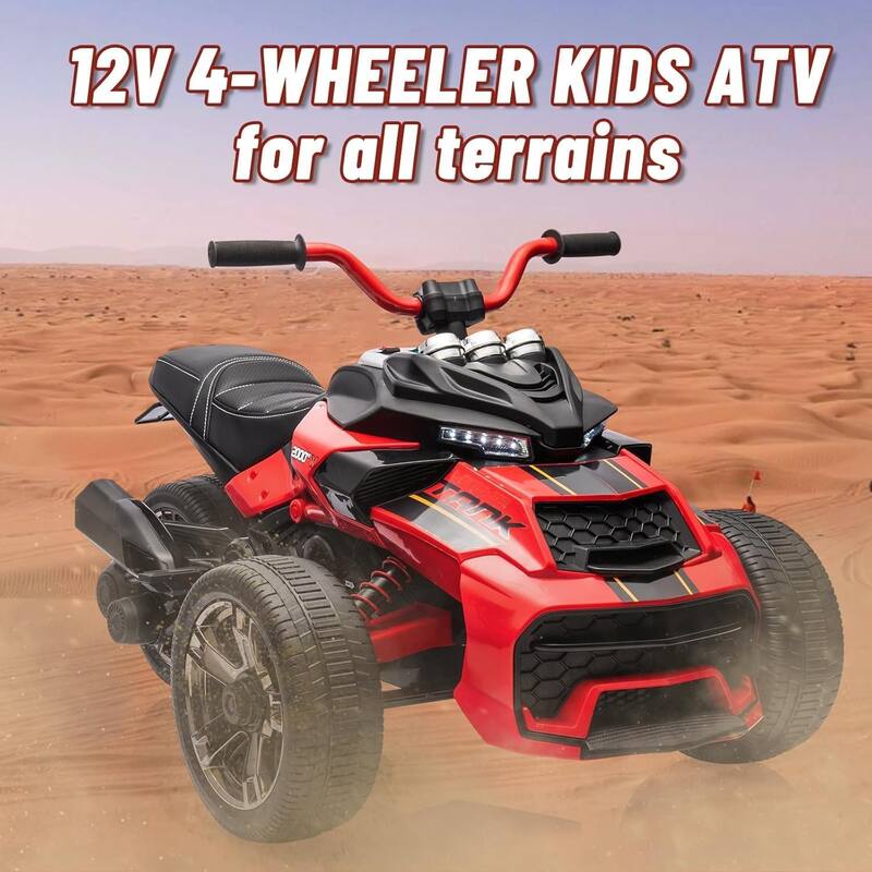 12V Kids Ride On ATV, 3 Wheeler Motorcycle, Rechargeable Battery-Powered ATV Toy Car