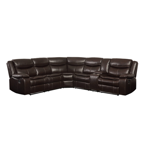 ACME Tavin Sectional Sofa (Motion) in Espresso Leather-Aire Match ...