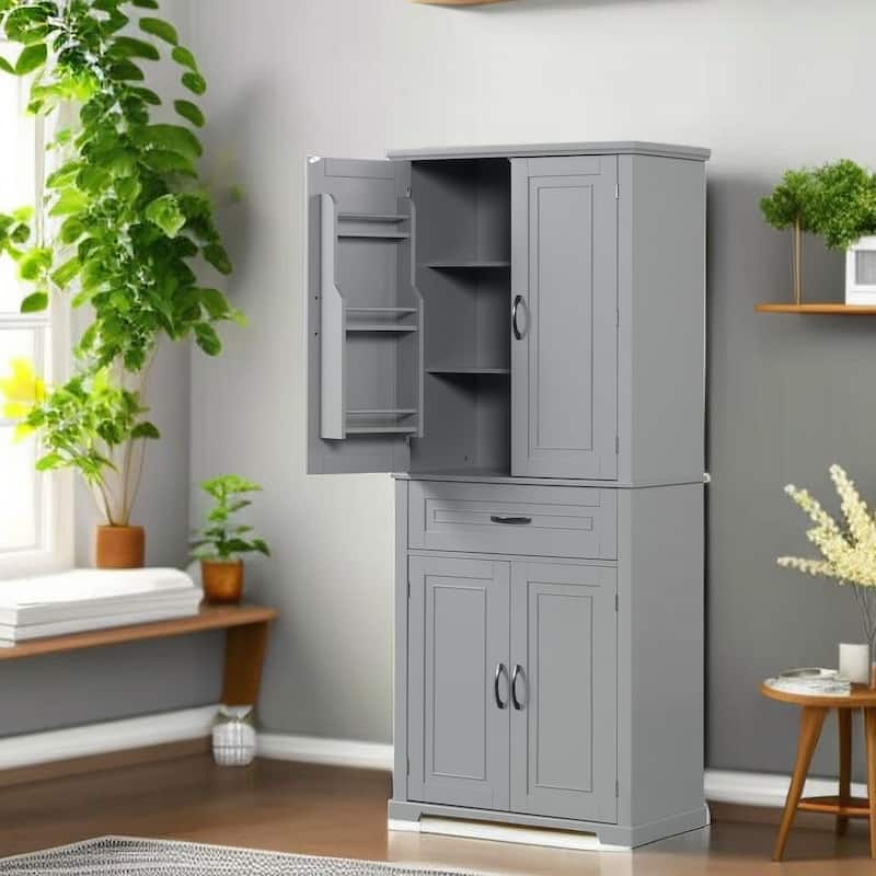 Freestanding Bathroom Cabinet with Doors Wooden Entryway Storage Cabinet