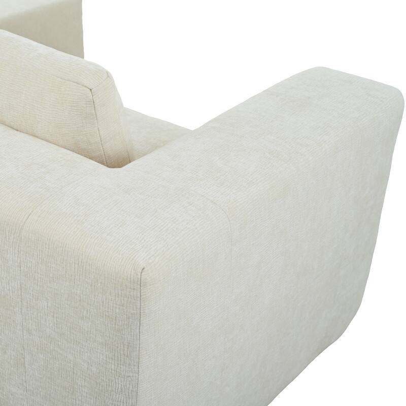 110" Polyester Modular Sectional Sofa (3-Piece) with 4 Pillows and Tufted Seat Design