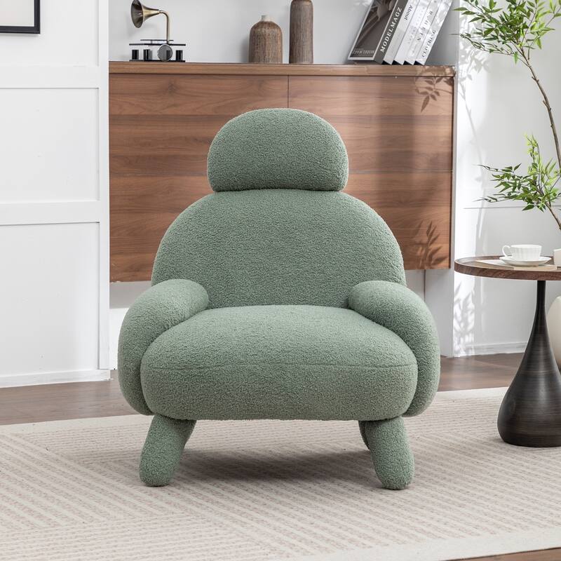 SEYNAR Modern Faux Sherpa Upolstered High Back Armless Accent Chair