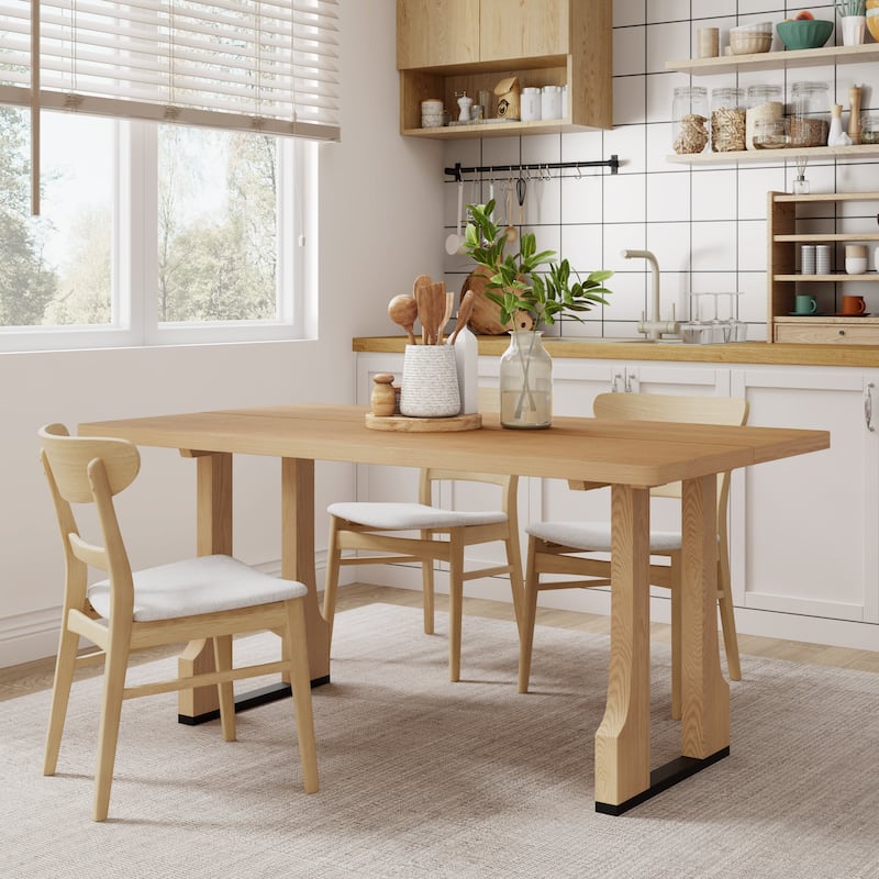 Christopher Knight Home - Benjamin Clarke Farmhouse Dining Table - Light Ash+Black