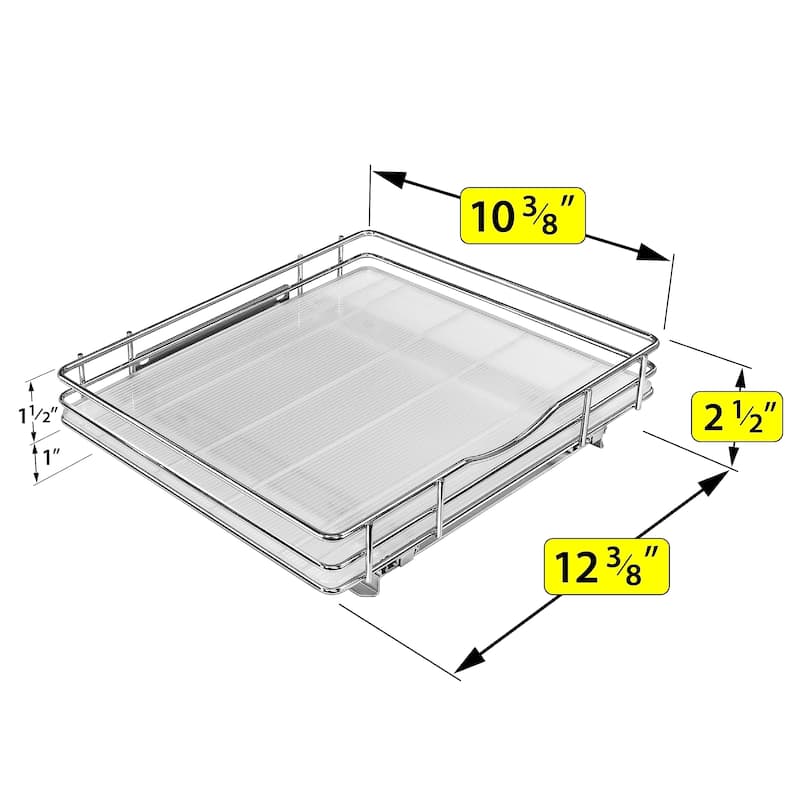 ® Pull Out Spice Rack Organizer for Cabinet - 12-1/4 inch Wide - Slide Out Rack - Sliding Spice Organizer Shelf - Chrome
