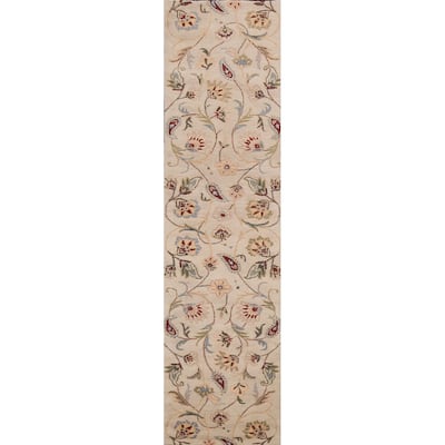 Floral Oriental Hallway Runner Rug Wool Hand-tufted Home Decor Carpet - 2'8" x 11'10"