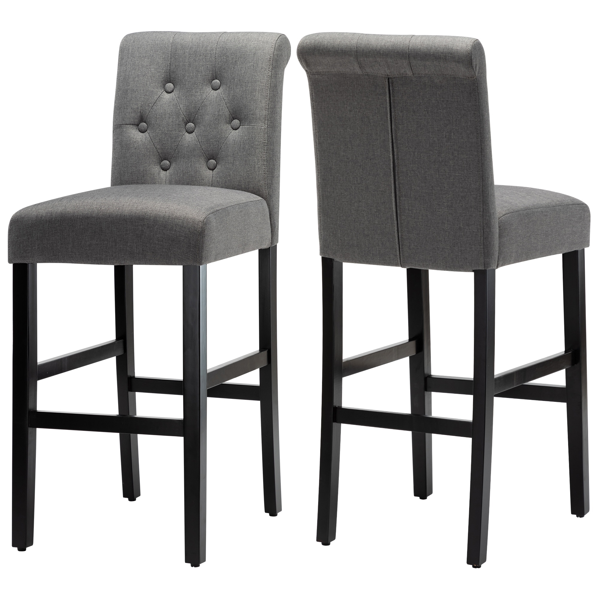 28 Inches Barstools Upholstered Bar Stools Pub Chairs with Button