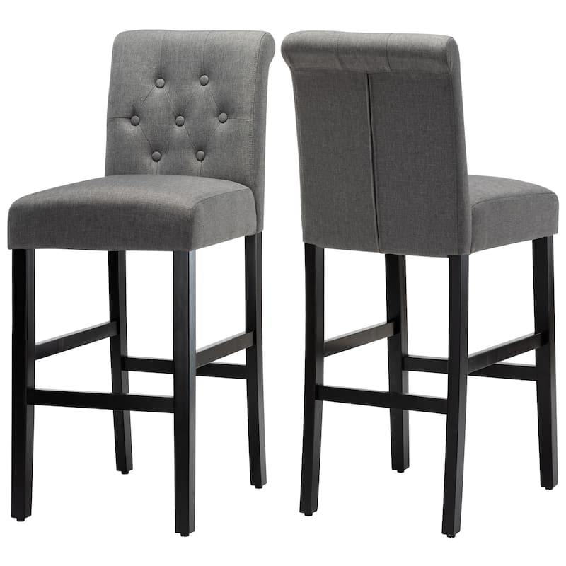 28 Inches Barstools Upholstered Bar Stools Pub Chairs with Button Tufted Back set of 2