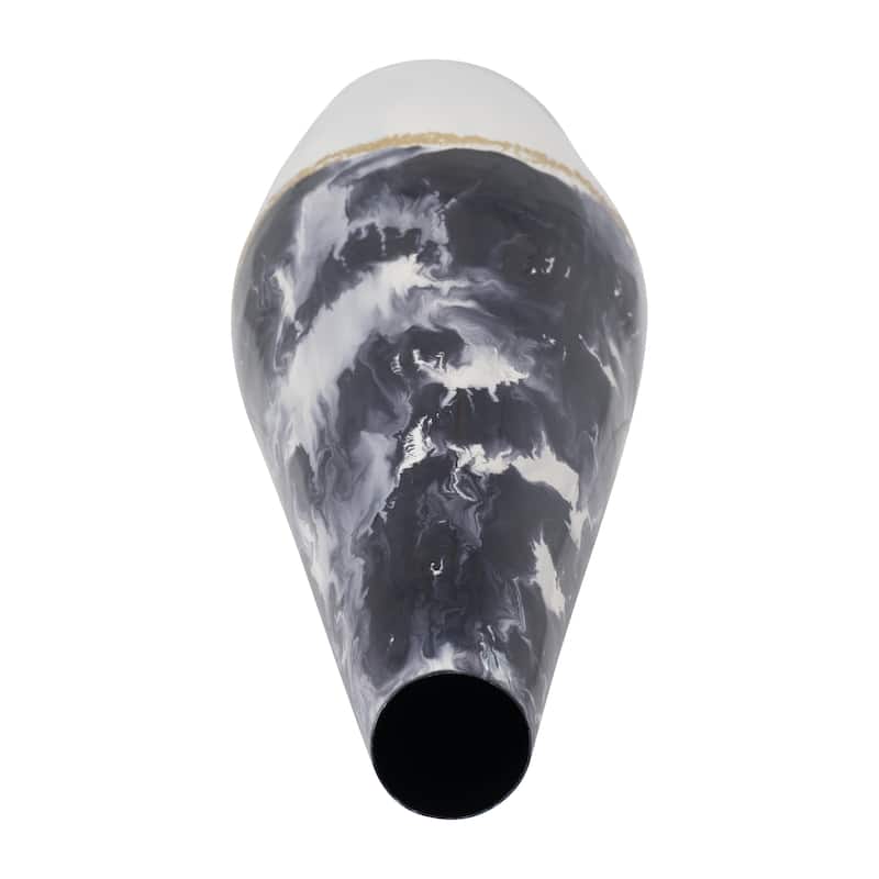 Sagebrook Home Metal, Neptune Floor Vase, Ivory/navy - Elegant Decor for Every Home
