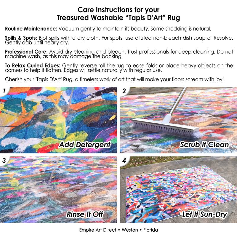 Haha II, Hand Washable Art Area Rug, power-loomed, 100% polyester, 2mm pile & non-slipping back