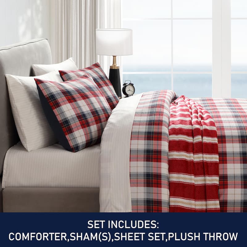 Nautica Rosedale Reversible Red 8 Piece Bonus Bed Set