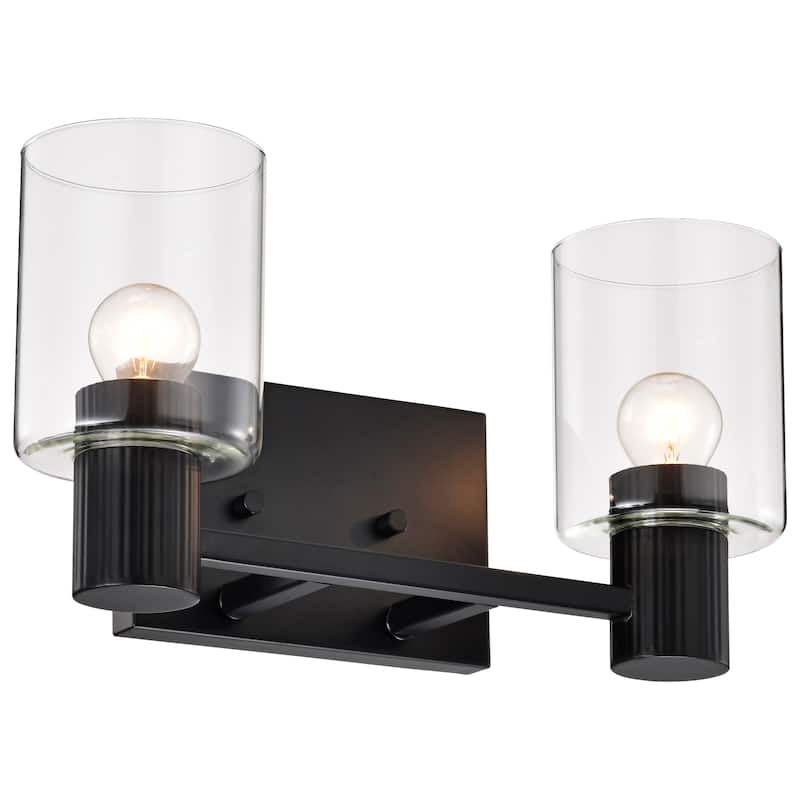 Clarksville 2 Light Vanity Matte Black with Clear Glass