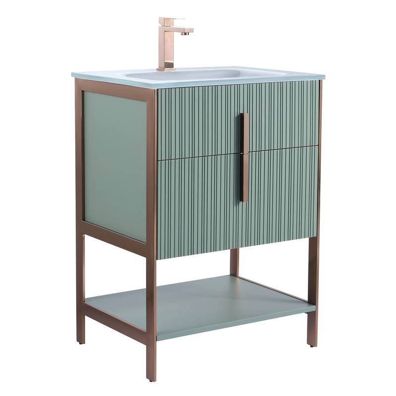 Fine Fixtures Serenity Modern Bathroom Vanity with White Glass Top
