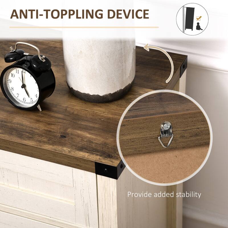 HOMCOM Industrial Wooden Storage Cabinet Kitchen Sideboard with Drawer and Adjustable Shelf for Dining Room