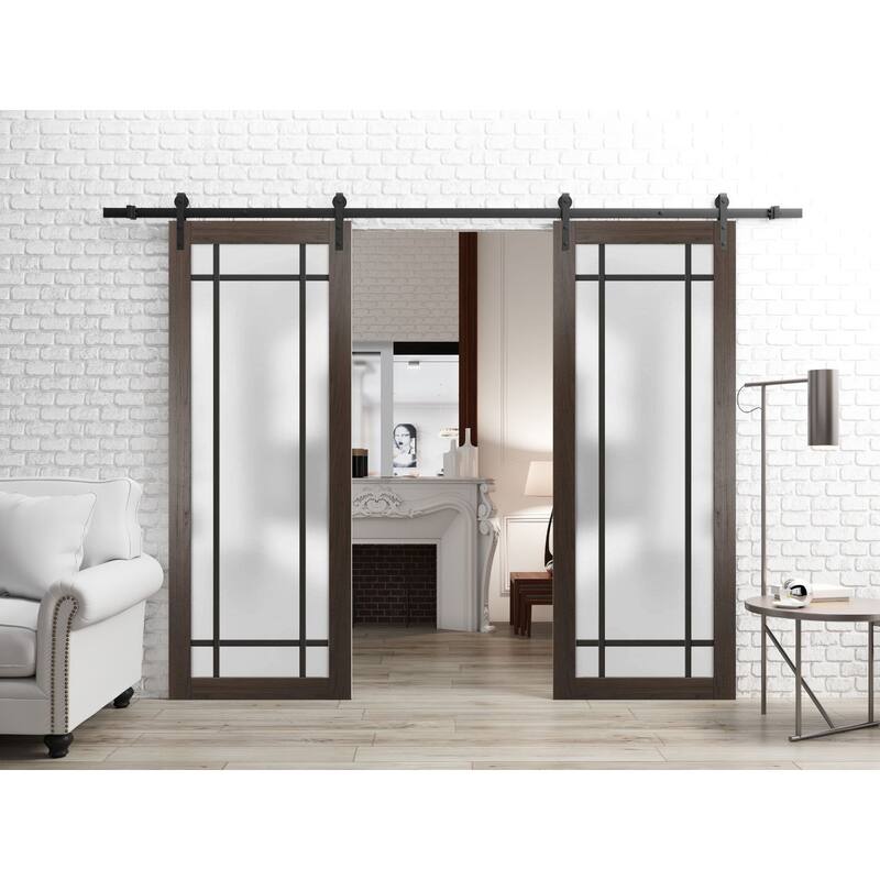 Bypass Doors 64 x 80 Planum 2112 Chocolate Ash Sturdy Rails