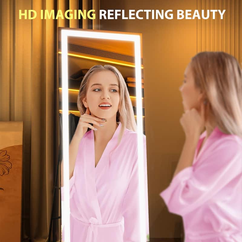 71x24 Inch Full Length Mirror with Lights, Full Body Dressing Standing, Hanging Mounted Mirror