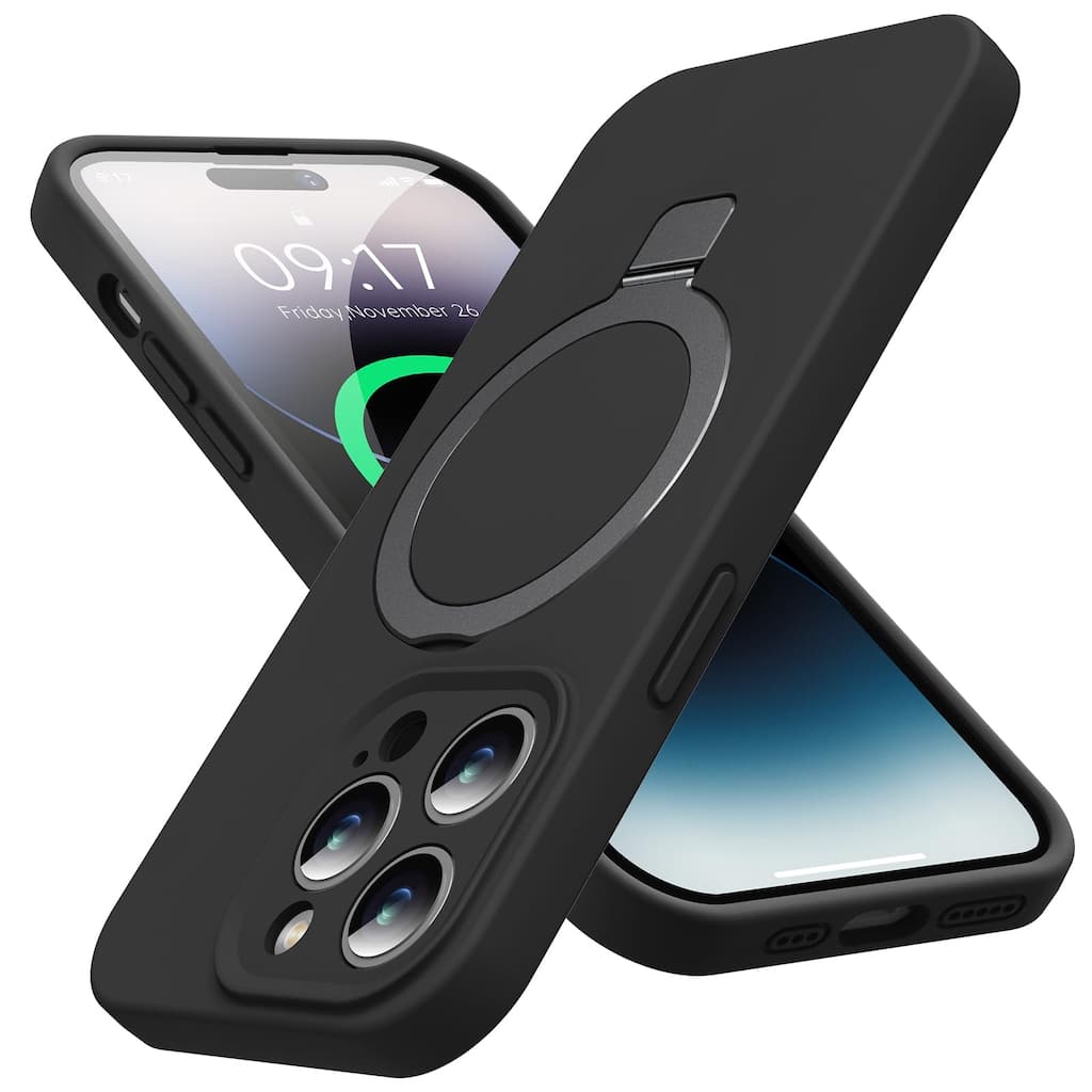 6.7" iPhone 14 Pro Max Case,Liquid Silicone, Moisturizing Factor,Extreme Soft Slim Phone Case with Stand,Compatible with MagSafe